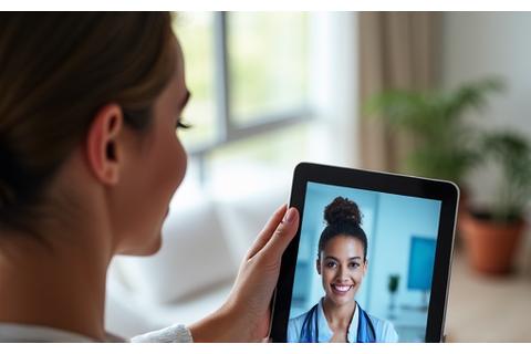 Persona che consulta un medico o un esperto di salute su un tablet, simbolo di consulto digitale.
