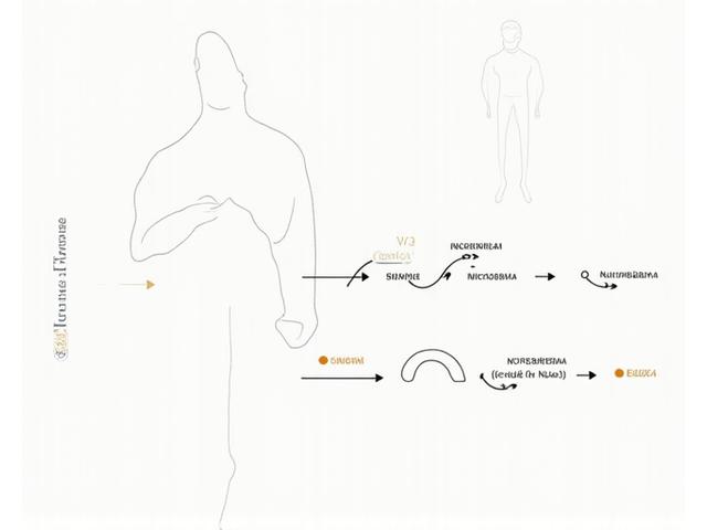 Infografica dettagliata che mostra l'interazione tra DNA, microbioma intestinale e alimentazione