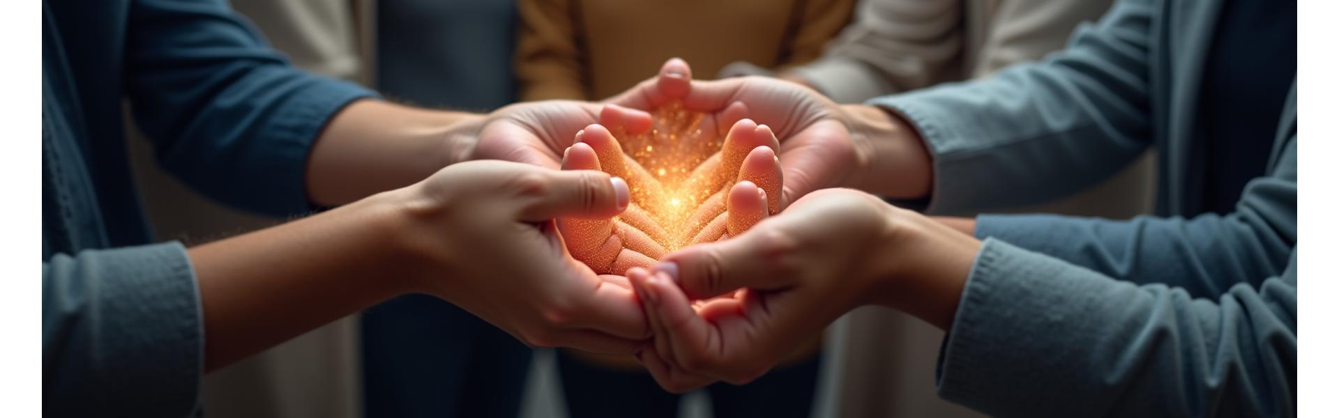 Mani diverse si uniscono per formare una rete, simbolo di una comunità che collabora al miglioramento di una piattaforma digitale.