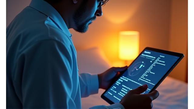 Esperto che testa un dispositivo per il monitoraggio del sonno Anima Sana