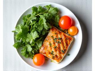 Cibo sano e bilanciato su un piatto con utensili